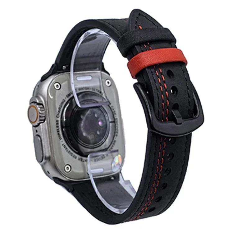 7 線三角星扣拉起皮革錶帶，適用於 Apple Watch 46mm / 49mm / 45mm / 44mm，適用於 Apple Watch 42mm / 41mm / 40mm / 38mm