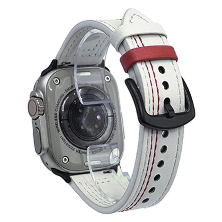 7 線三角星扣拉起皮革錶帶，適用於 Apple Watch 46mm / 49mm / 45mm / 44mm，適用於 Apple Watch 42mm / 41mm / 40mm / 38mm