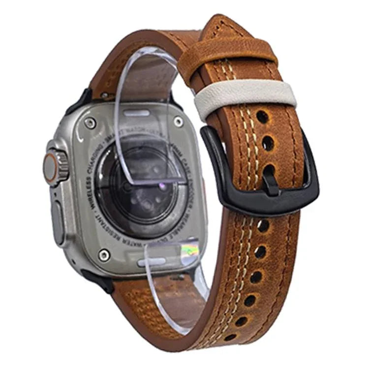 7 線三角星扣拉起皮革錶帶，適用於 Apple Watch 46mm / 49mm / 45mm / 44mm，適用於 Apple Watch 42mm / 41mm / 40mm / 38mm