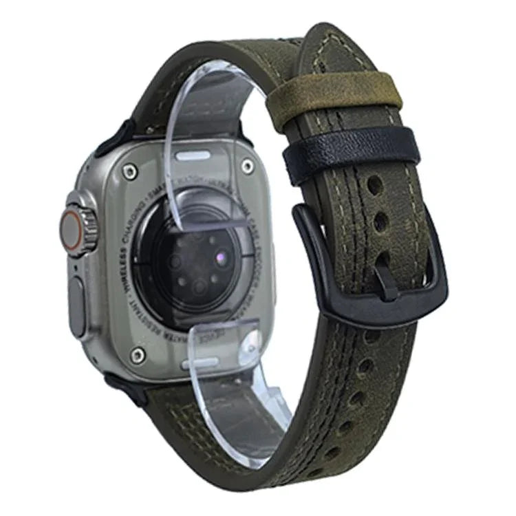 7 線三角星扣拉起皮革錶帶，適用於 Apple Watch 46mm / 49mm / 45mm / 44mm，適用於 Apple Watch 42mm / 41mm / 40mm / 38mm