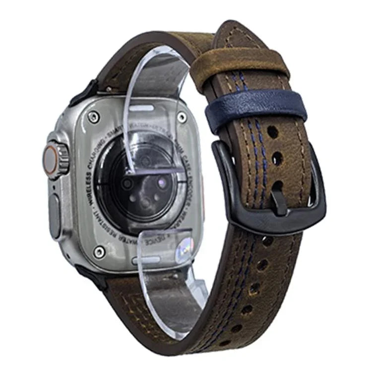 7 線三角星扣拉起皮革錶帶，適用於 Apple Watch 46mm / 49mm / 45mm / 44mm，適用於 Apple Watch 42mm / 41mm / 40mm / 38mm