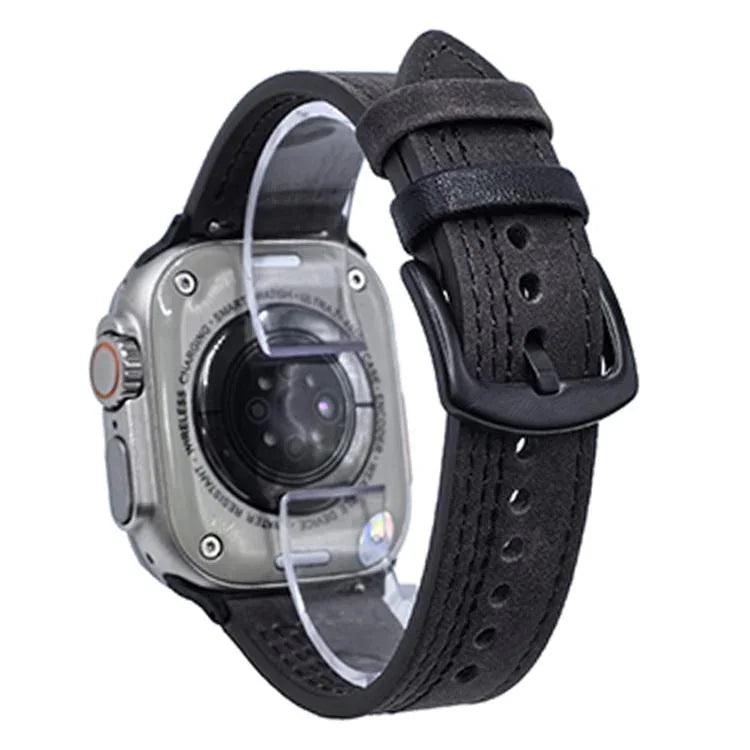 7 線三角星扣拉起皮革錶帶，適用於 Apple Watch 46mm / 49mm / 45mm / 44mm，適用於 Apple Watch 42mm / 41mm / 40mm / 38mm