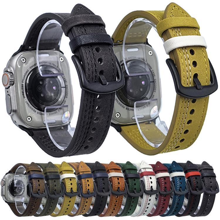 7 線三角星扣拉起皮革錶帶，適用於 Apple Watch 46mm / 49mm / 45mm / 44mm，適用於 Apple Watch 42mm / 41mm / 40mm / 38mm