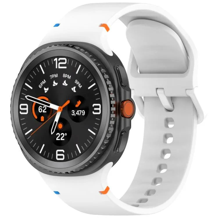 適用於 Samsung Galaxy Watch8 / Watch8 Classic 縫線純色矽膠錶帶，S，M