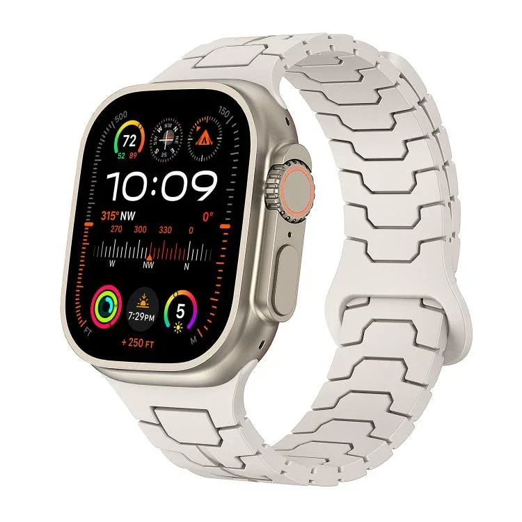 鋼龍鱗磁吸矽膠錶帶，適用於 Apple Watch 46mm / 49mm / 45mm / 44mm