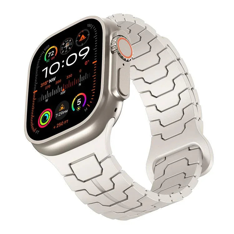 鋼龍鱗磁吸矽膠錶帶，適用於 Apple Watch 46mm / 49mm / 45mm / 44mm
