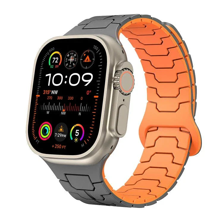 鋼龍鱗磁吸矽膠錶帶，適用於 Apple Watch 46mm / 49mm / 45mm / 44mm