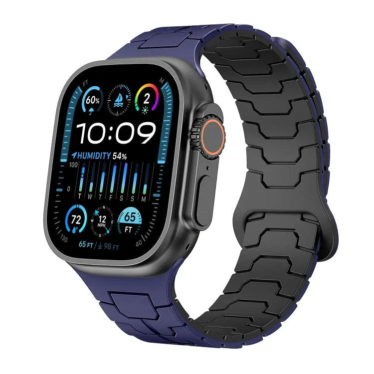 鋼龍鱗磁吸矽膠錶帶，適用於 Apple Watch 46mm / 49mm / 45mm / 44mm