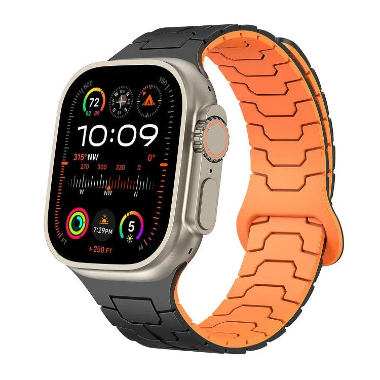鋼龍鱗磁吸矽膠錶帶，適用於 Apple Watch 46mm / 49mm / 45mm / 44mm