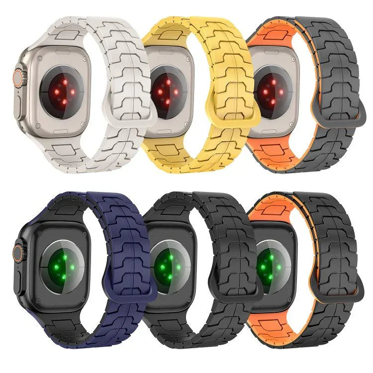 鋼龍鱗磁吸矽膠錶帶，適用於 Apple Watch 46mm / 49mm / 45mm / 44mm