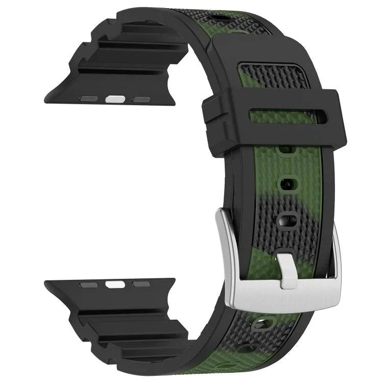 鑽石紋理雙色矽膠錶帶，適用於 Apple Watch 46mm / 49mm / 45mm / 44mm