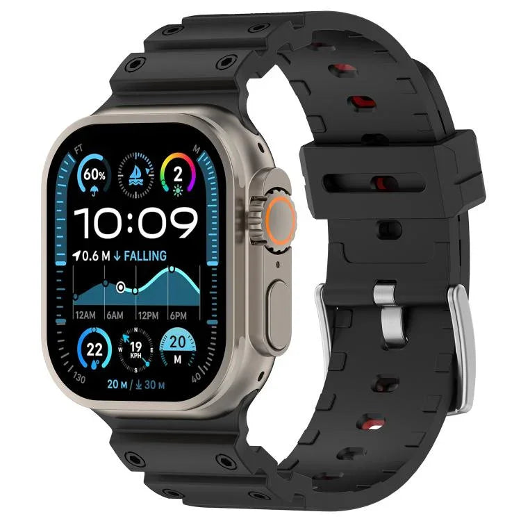 鑽石紋理雙色矽膠錶帶，適用於 Apple Watch 46mm / 49mm / 45mm / 44mm