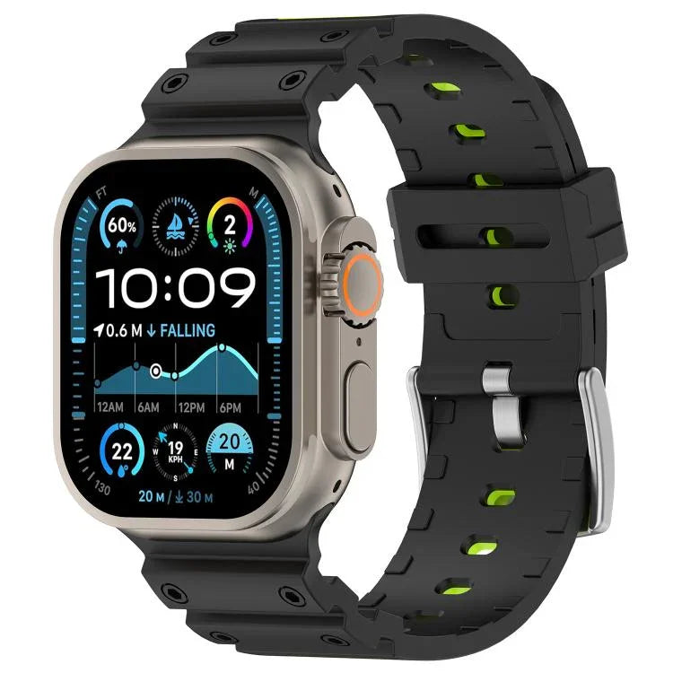 鑽石紋理雙色矽膠錶帶，適用於 Apple Watch 46mm / 49mm / 45mm / 44mm