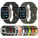 鑽石紋理雙色矽膠錶帶，適用於 Apple Watch 46mm / 49mm / 45mm / 44mm