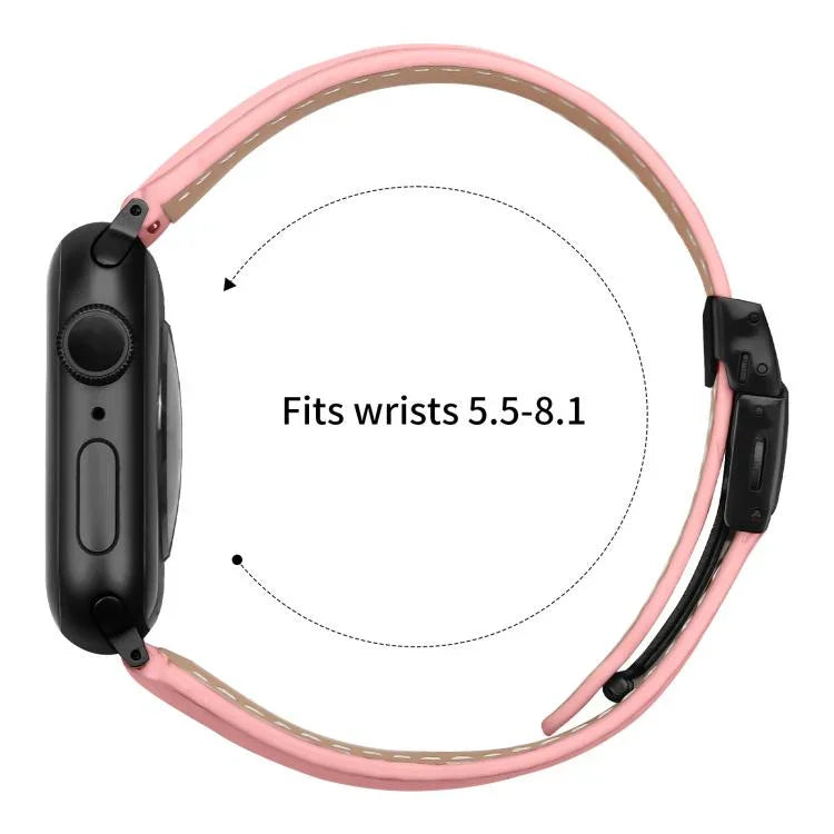 荔枝紋黑色龜背扣皮革錶帶，適用於 Apple Watch 46mm / 49mm / 45mm / 44mm，適用於 Apple Watch 42mm / 41mm / 40mm / 38mm