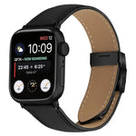 荔枝紋黑色龜背扣皮革錶帶，適用於 Apple Watch 46mm / 49mm / 45mm / 44mm，適用於 Apple Watch 42mm / 41mm / 40mm / 38mm