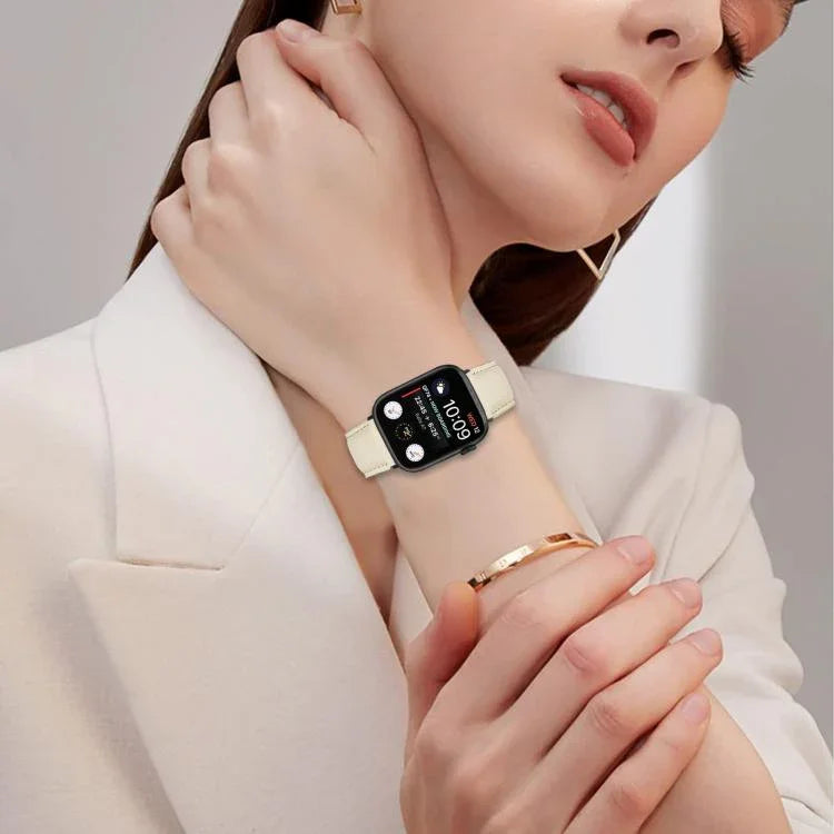 荔枝紋黑色龜背扣皮革錶帶，適用於 Apple Watch 46mm / 49mm / 45mm / 44mm，適用於 Apple Watch 42mm / 41mm / 40mm / 38mm