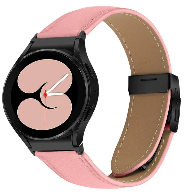 荔枝紋黑色龜背扣皮革錶帶，適用於 Samsung Galaxy Watch 7 40 / 44mm