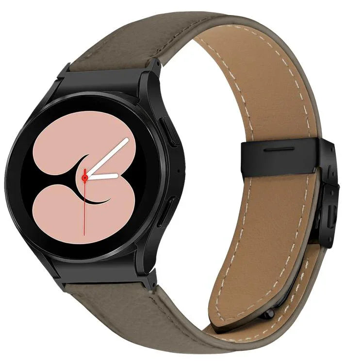 Lychee Texture Black Turtle Back Buckle Leather Watch Band, For Samsung Galaxy Watch 7 40 / 44mm