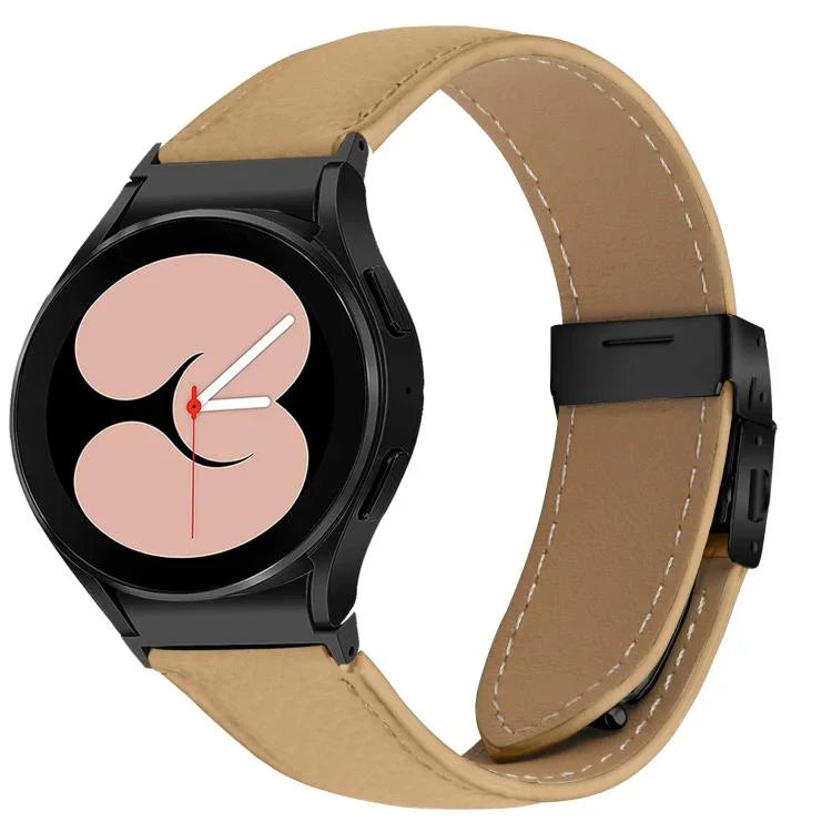 Quick Release Lychee Texture Black Turtle Back Buckle Leather Watch Band, For Samsung Galaxy Watch 7 40 / 44mm
