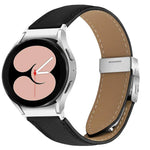 荔枝紋銀色龜背扣皮革錶帶，適用於 Samsung Galaxy Watch 7 40 / 44mm