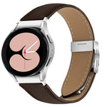 荔枝紋銀色龜背扣皮革錶帶，適用於 Samsung Galaxy Watch 7 40 / 44mm