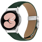 荔枝紋銀色龜背扣皮革錶帶，適用於 Samsung Galaxy Watch 7 40 / 44mm