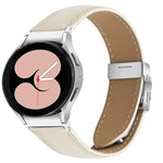 荔枝紋銀色龜背扣皮革錶帶，適用於 Samsung Galaxy Watch 7 40 / 44mm