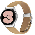 荔枝紋銀色龜背扣皮革錶帶，適用於 Samsung Galaxy Watch 7 40 / 44mm