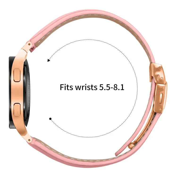 快速釋放荔枝紋玫瑰金龜背扣皮革錶帶，適用於 Samsung Galaxy Watch 7 40 / 44mm