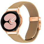快速釋放荔枝紋玫瑰金龜背扣皮革錶帶，適用於 Samsung Galaxy Watch 7 40 / 44mm