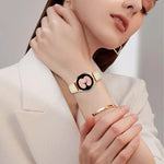 快速釋放荔枝紋玫瑰金龜背扣皮革錶帶，適用於 Samsung Galaxy Watch 7 40 / 44mm