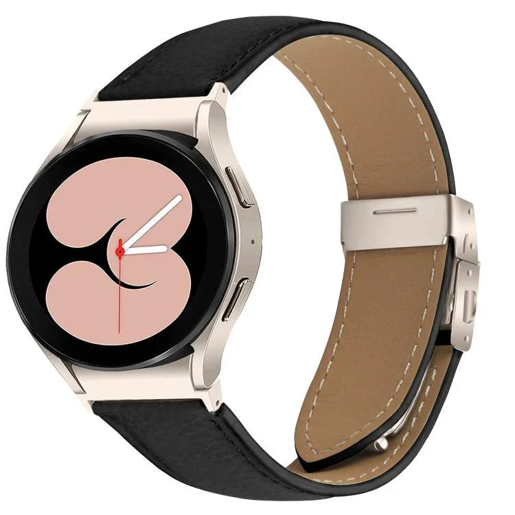 快速釋放荔枝紋星光龜背扣皮革錶帶，適用於 Samsung Galaxy Watch 7 40 / 44mm