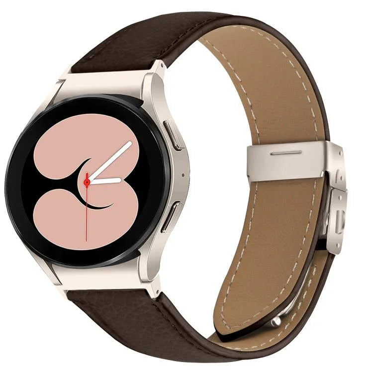快速釋放荔枝紋星光龜背扣皮革錶帶，適用於 Samsung Galaxy Watch 7 40 / 44mm