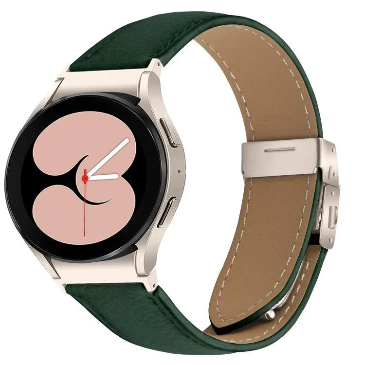快速釋放荔枝紋星光龜背扣皮革錶帶，適用於 Samsung Galaxy Watch 7 40 / 44mm