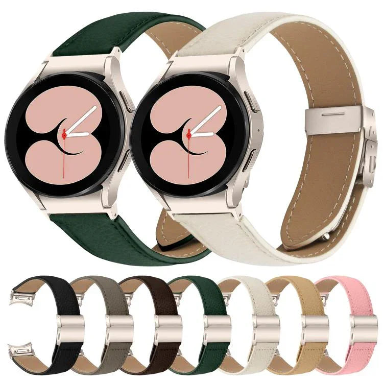 快速釋放荔枝紋星光龜背扣皮革錶帶，適用於 Samsung Galaxy Watch 7 40 / 44mm