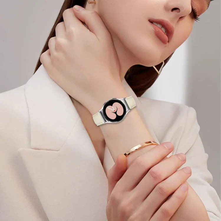 Quick Release Lychee Texture Silver Turtle Back Buckle Leather Watch Band, For Samsung Galaxy Watch 7 40 / 44mm