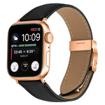 荔枝紋玫瑰金龜背扣皮革錶帶，適用於 Apple Watch 46mm / 49mm / 45mm / 44mm，適用於 Apple Watch 42mm / 41mm / 40mm / 38mm