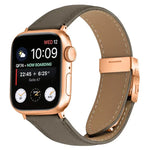 荔枝紋玫瑰金龜背扣皮革錶帶，適用於 Apple Watch 46mm / 49mm / 45mm / 44mm，適用於 Apple Watch 42mm / 41mm / 40mm / 38mm
