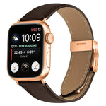 荔枝紋玫瑰金龜背扣皮革錶帶，適用於 Apple Watch 46mm / 49mm / 45mm / 44mm，適用於 Apple Watch 42mm / 41mm / 40mm / 38mm
