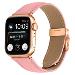 荔枝紋玫瑰金龜背扣皮革錶帶，適用於 Apple Watch 46mm / 49mm / 45mm / 44mm，適用於 Apple Watch 42mm / 41mm / 40mm / 38mm