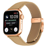 荔枝紋玫瑰金龜背扣皮革錶帶，適用於 Apple Watch 46mm / 49mm / 45mm / 44mm，適用於 Apple Watch 42mm / 41mm / 40mm / 38mm
