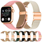 荔枝紋玫瑰金龜背扣皮革錶帶，適用於 Apple Watch 46mm / 49mm / 45mm / 44mm，適用於 Apple Watch 42mm / 41mm / 40mm / 38mm
