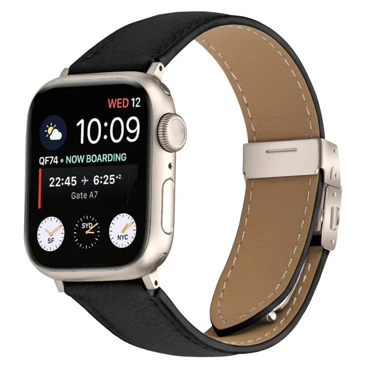 荔枝紋星光色龜背扣皮革錶帶，適用於 Apple Watch 46mm / 49mm / 45mm / 44mm，適用於 Apple Watch 42mm / 41mm / 40mm / 38mm