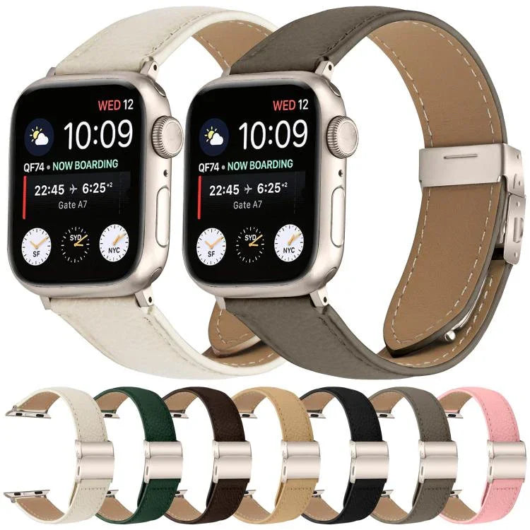 荔枝紋星光色龜背扣皮革錶帶，適用於 Apple Watch 46mm / 49mm / 45mm / 44mm，適用於 Apple Watch 42mm / 41mm / 40mm / 38mm