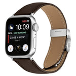 荔枝紋銀色龜背扣皮革錶帶，適用於 Apple Watch 46mm / 49mm / 45mm / 44mm，適用於 Apple Watch 42mm / 41mm / 40mm / 38mm