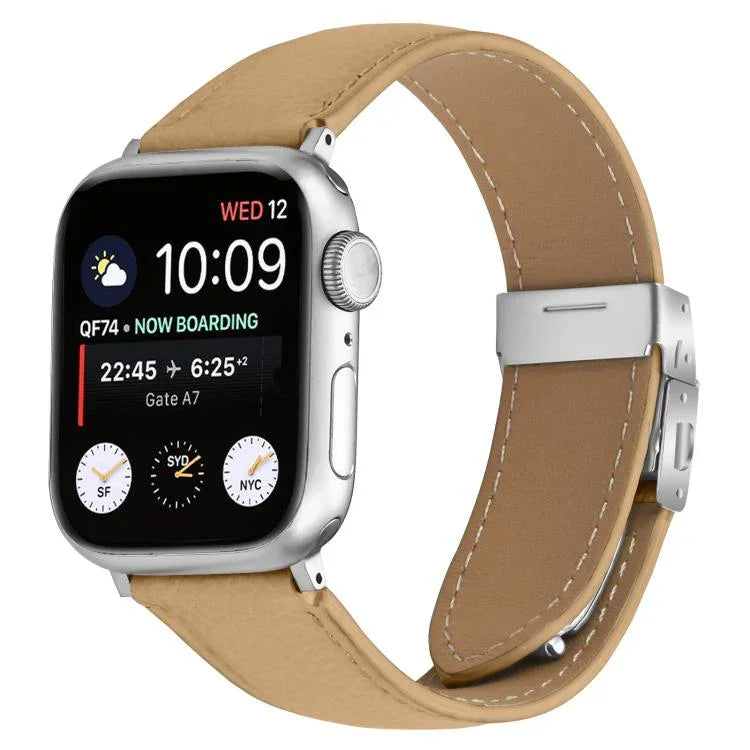 荔枝紋銀色龜背扣皮革錶帶，適用於 Apple Watch 46mm / 49mm / 45mm / 44mm，適用於 Apple Watch 42mm / 41mm / 40mm / 38mm