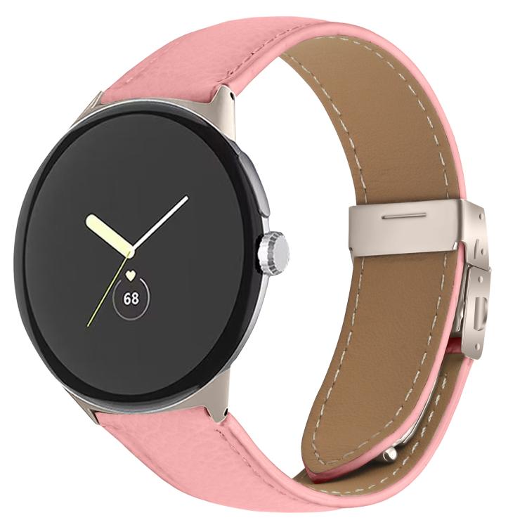 荔枝紋星光龜背扣皮革錶帶，適用於 Google Pixel Watch 4 / 3 / 2 / 1 41mm