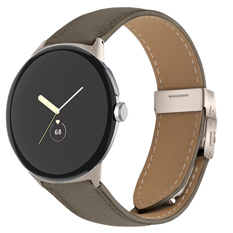 荔枝紋星光龜背扣皮革錶帶，適用於 Google Pixel Watch 4 / 3 / 2 / 1 41mm