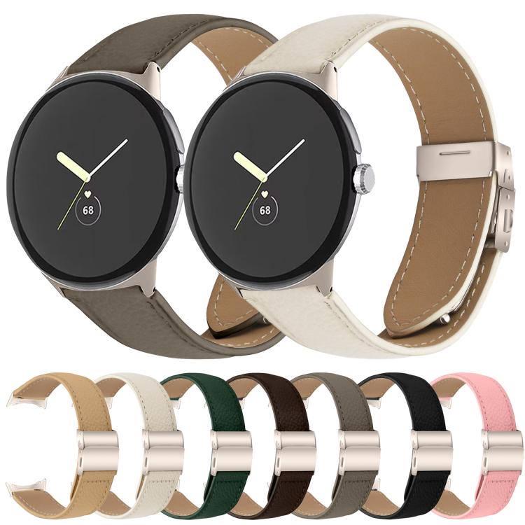 荔枝紋星光龜背扣皮革錶帶，適用於 Google Pixel Watch 4 / 3 / 2 / 1 41mm